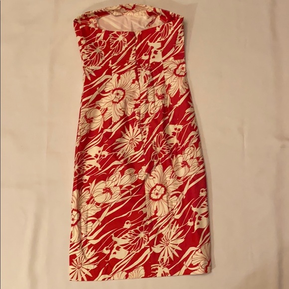 90s RARE Express Vibrant Floral Tropical Strapless MIDI DRESS Fitted ⭐️⭐️⭐️⭐️⭐️ - Picture 2 of 8